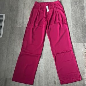 NWT - size Medium - Pink Polyester Dress Pants - Gorgeous fabric, high rise.